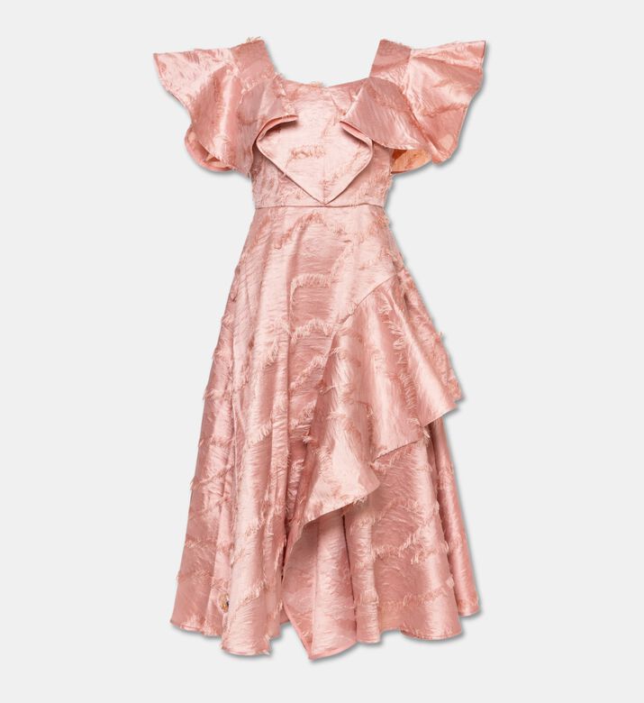 Poca and Poca Textured Ruffle Short-sleeve Midi Dress, Packshot View