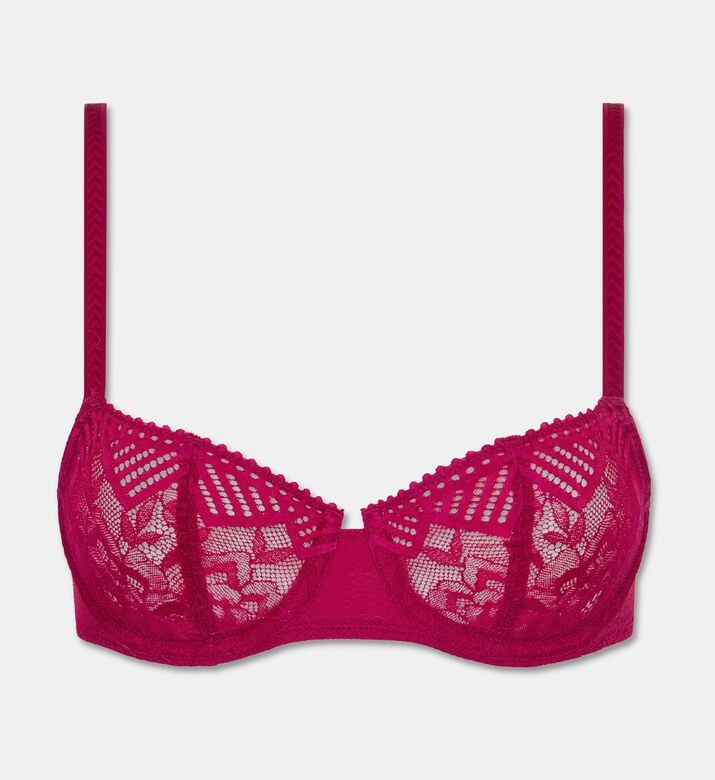 Chantelle Lace Half-cup Underwire Bra, Dark-pink, 90, B, Packshot View