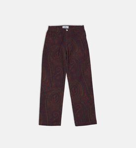 Knit Paisley-print Denim Pants