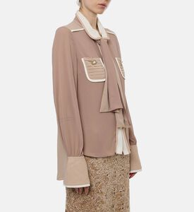 Edward Achour Paris Tie-neck Long-sleeve Blouse, Model View