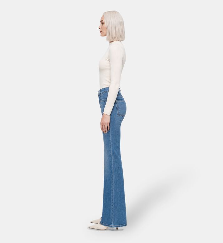 Ba&sh Patch Pockets Flared Denim Pants, Model View