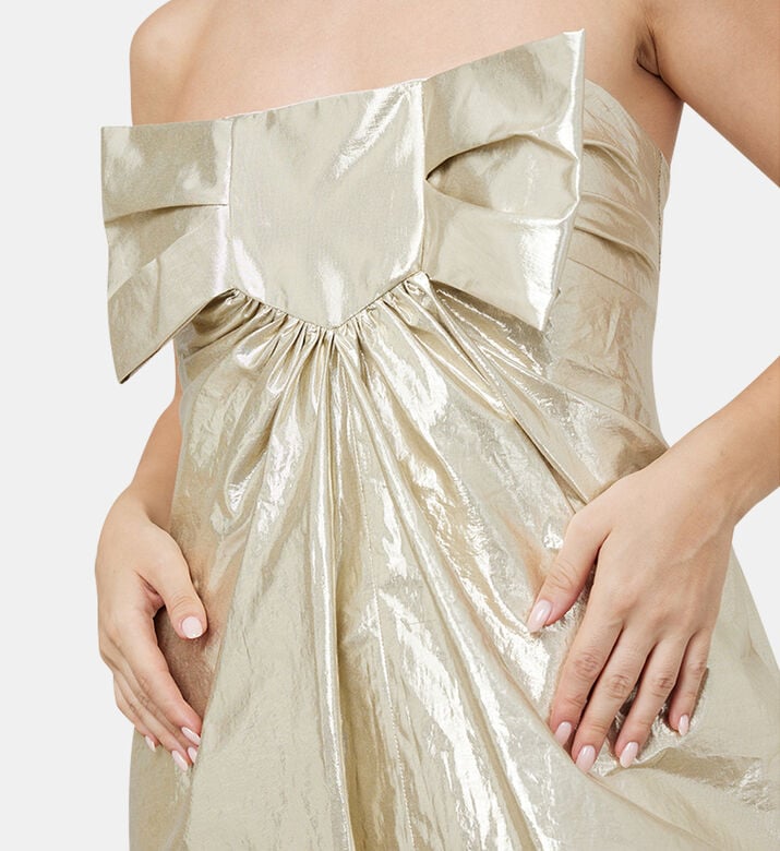 Cetelle Strapless Gold Lame Dress Cetelle Strapless Gold Lame Dress