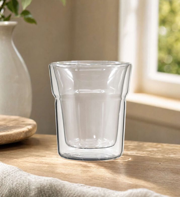 Salt and Pepper Brew Latte Glass Double Wall Set Of 8 Pieces, Clear, 240-ml, Model View