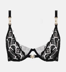 Chantelle Geometric Lace Plunge Bra, Black, 90, E, Packshot View