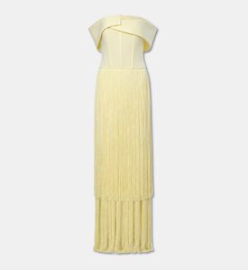 AAVVA Off-shoulder Fringe Maxi Gown, Yellow, M, Packshot View