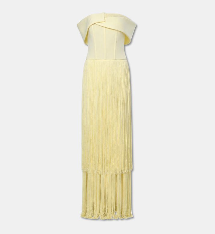 AAVVA Off-shoulder Fringe Maxi Gown, Yellow, M, Packshot View