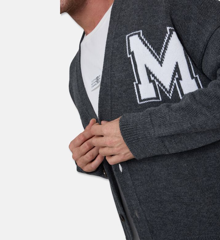 MM6 Logo-embroidery Button Closure Cardigan, Model View