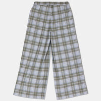 Cotton Check-print Wide Leg Trousers