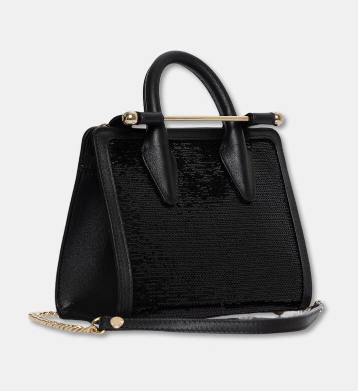 Strathberry Nano Tote Sequin Bag, Black, Packshot View