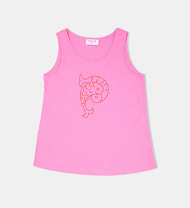 تيشيرت قطن بدون أكمام بطبعة لوغو