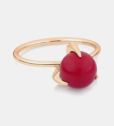 Maria Single Coral Gold Ring 18k