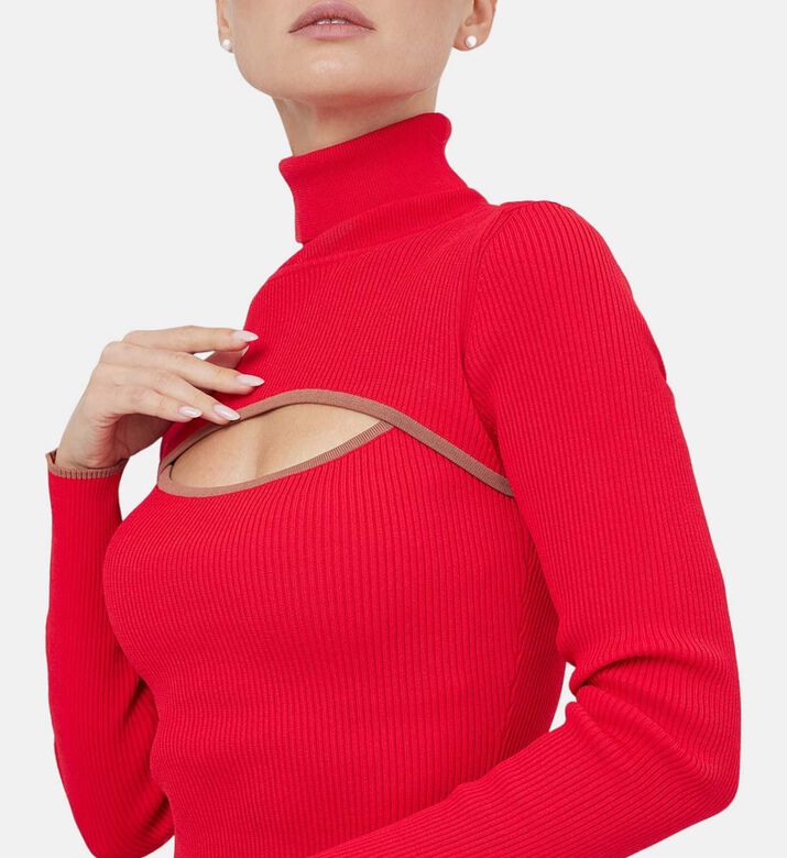 Chest Cut-out Detail Ribbed Top