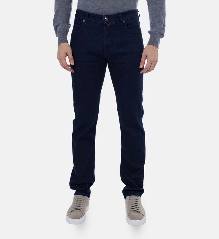 Dark Wash Faded Straight-leg Jeans