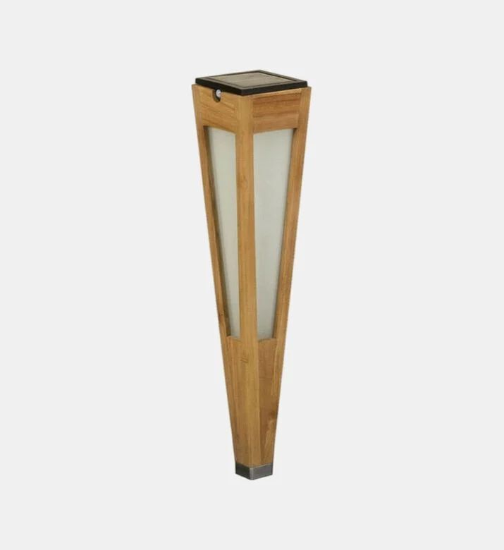 Les Jardins Lanai Teak Wood Torch Solar Lantern, Packshot View