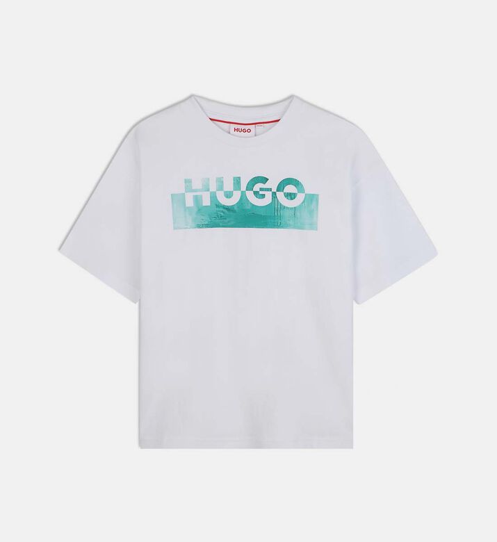 تيشيرت قصير الأكمام فضفاض بطبعة شعار