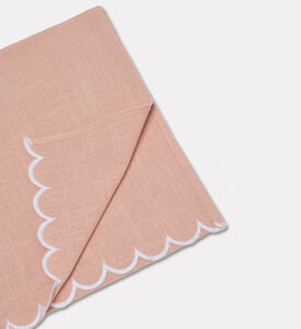 Home Deco and More Adelina Scalloped Design Table Runner, Pink, Packshot View