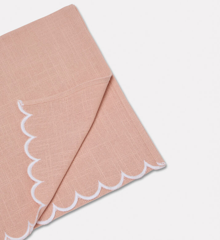 Home Deco and More Adelina Scalloped Design Table Runner, Pink, Packshot View