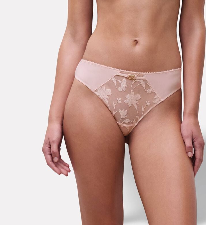 Chantelle Floral Embroidery Tanga, Light-pink, Xs, Model View
