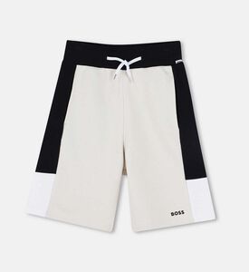 شورت رياضي قطن مقسم بألوان مطرز بشعار