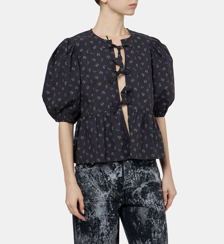 Printed Cotton Peplum Blouse Printed Cotton Peplum Blouse