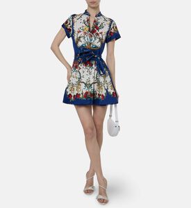 Alice and Olivia Floral-print Short-sleeve Flared Dress, Model View