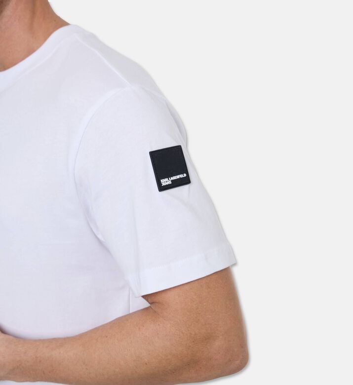 Karl Lagerfeld Silicone Logo-patch Short-sleeve T-shirt, White, L, Model View