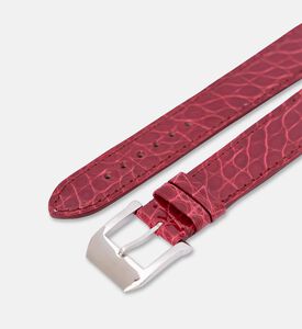Camille Fournet Alligator Round Scale Shiny Watch Strap, Red, Packshot View