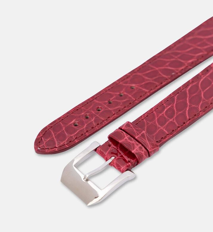 Camille Fournet Alligator Round Scale Shiny Watch Strap, Red, Packshot View
