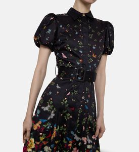 Alice and Olivia Henrietta Cotton Sateen Midi Dress, Model View