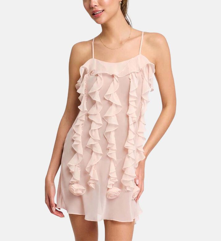 Sleeveless V-neck Ruffle Dress