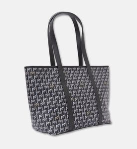 Maya.M All-over Monogram Medium Zip Tote Bag, Black, Packshot View