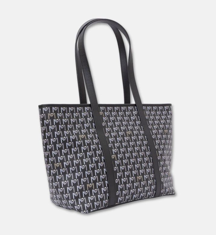 Maya.M All-over Monogram Medium Zip Tote Bag, Black, Packshot View