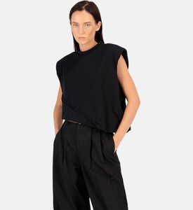 Sleeveless Built-in Shoulder Pads T-shirt