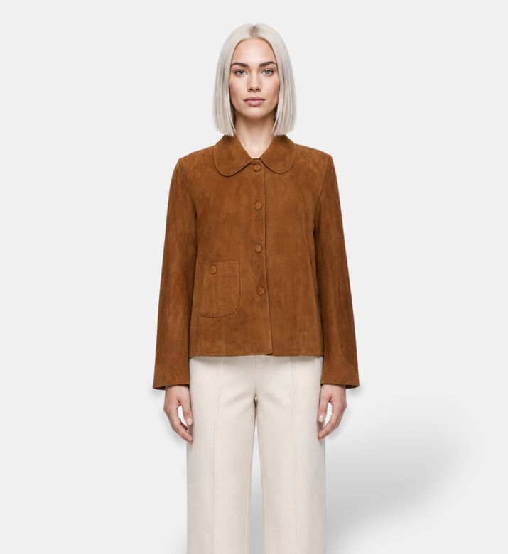 Ba&sh Milas Leather Jacket, Light-brown, S, Model View