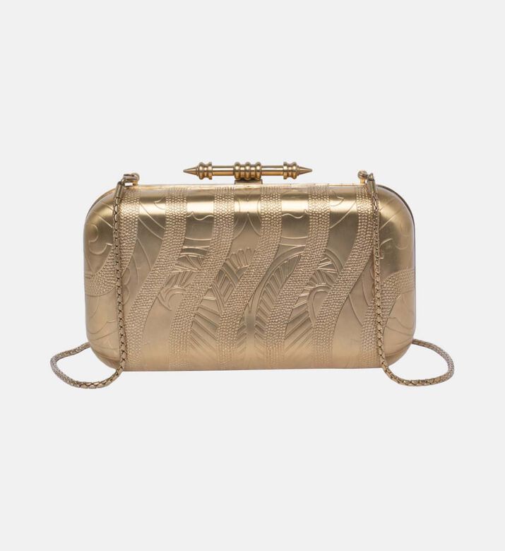 The Sahra Brass Golden Clutch