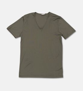 Zimmerli Of Switzerland Cotton Jersey V-neck T-shirt, Dark-green, M, Packshot View