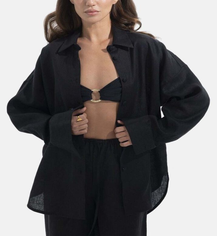 Godalia Paulina 2-piece Shirt Pants Set, Black, S-m, Model View