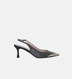 Satin Strass Med Heel Sandals