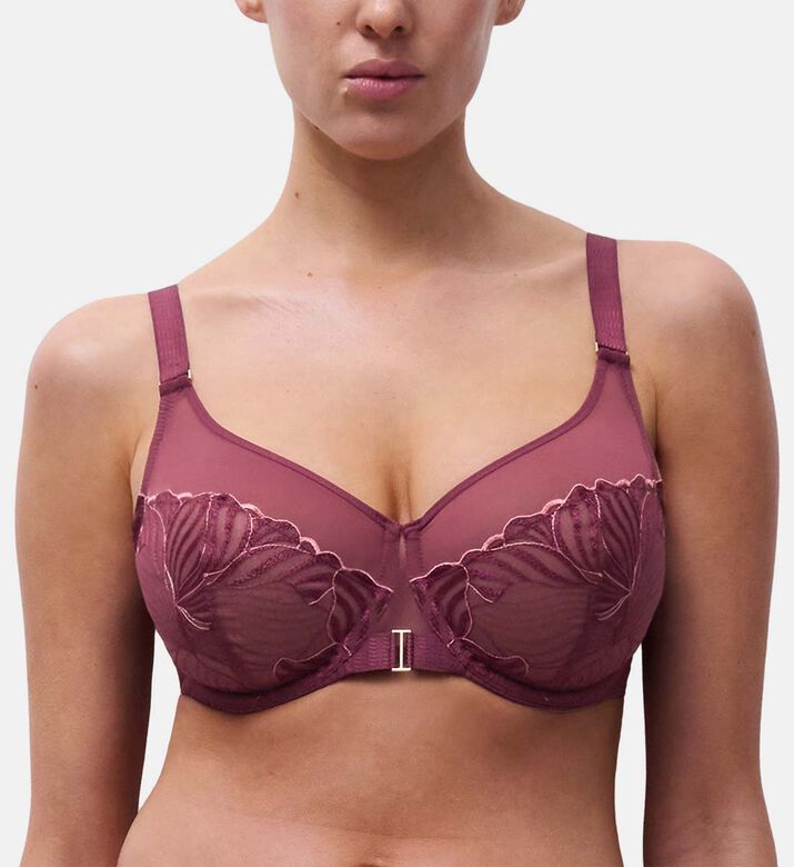 Chantelle Bra, Burgundy, 100, E, Model View