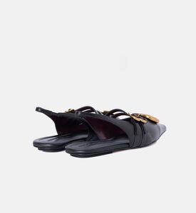 حذاء مسطح مدبب بسير خافي مفتوح جلد