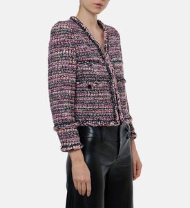 Edward Achour Paris Tweed Knit V-neck Jacket, Model View