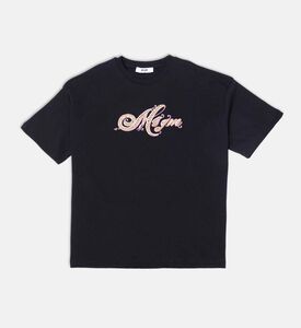 تيشيرت قصير الأكمام بتطريز شعار