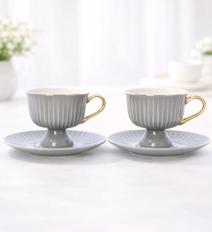Home Deco and More French 6-piece Coffee Cup Saucer Set, Packshot View