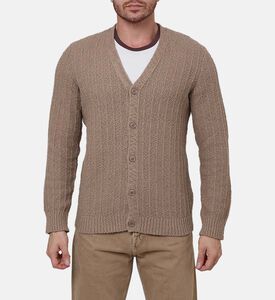 كارديغان طويل الأكمام قطن عضوي بياقة في