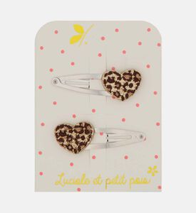 Leopard-print Heart Hair Clips