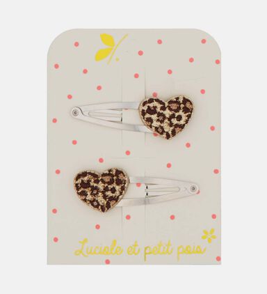 Leopard-print Heart Hair Clips