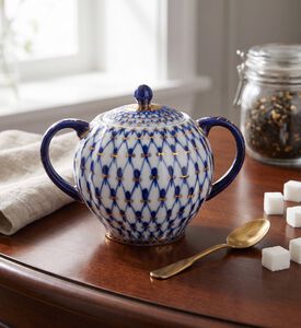 Imperial Cobalt Net Tulip Sugar Bowl, Model View