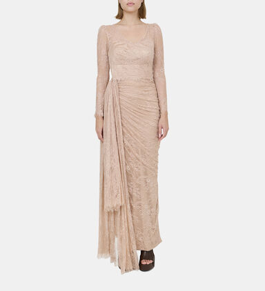 Floral Ruched Tulle Satin Dress