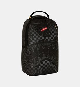 حقيبة ظهر سبراي غراوند سوداء بنقشة مربعات بفم قرش