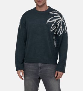 Knit Embroidered Palm Crewneck Sweater